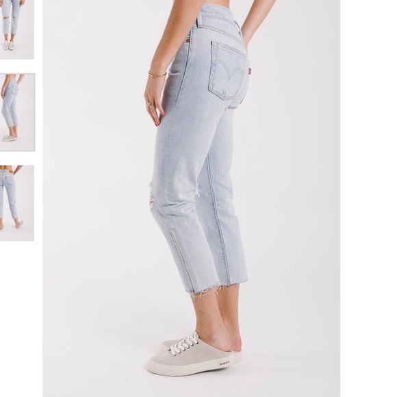 Levi's: 501 Taper Cropped Jean in Light Denim - Picture 2 of 3